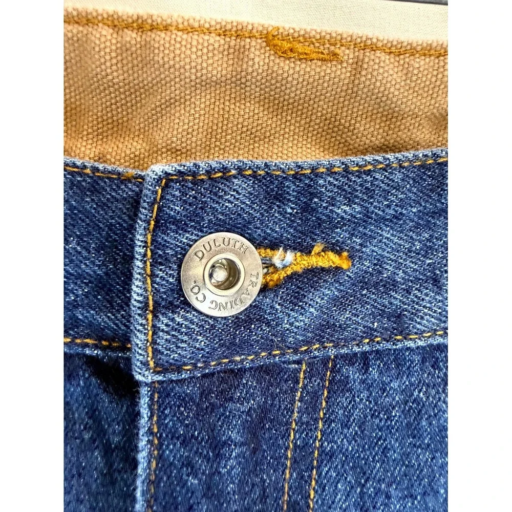 Duluth Ballroom Carpenter Jeans Mens 48x30 Blue Cotton Straight Leg Hammer Loop